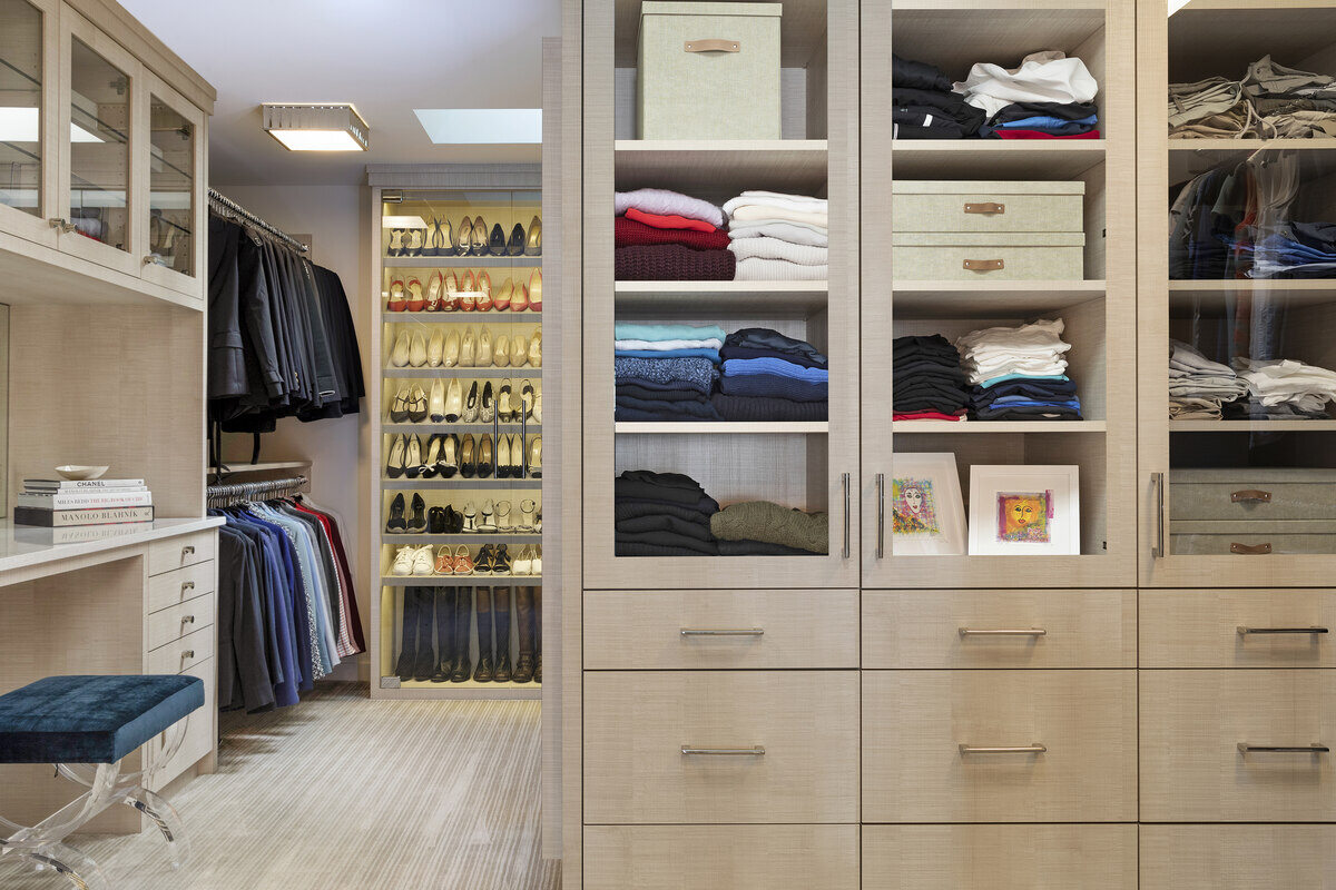 Custom closet design with organized shelving for clothes and shoes, MA Peterson, Twin City
