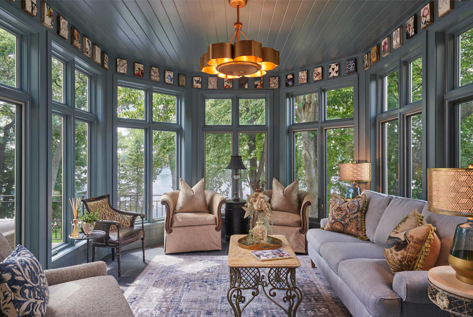 Elegant sunroom with panoramic windows and lake view, MA Peterson, Twin City