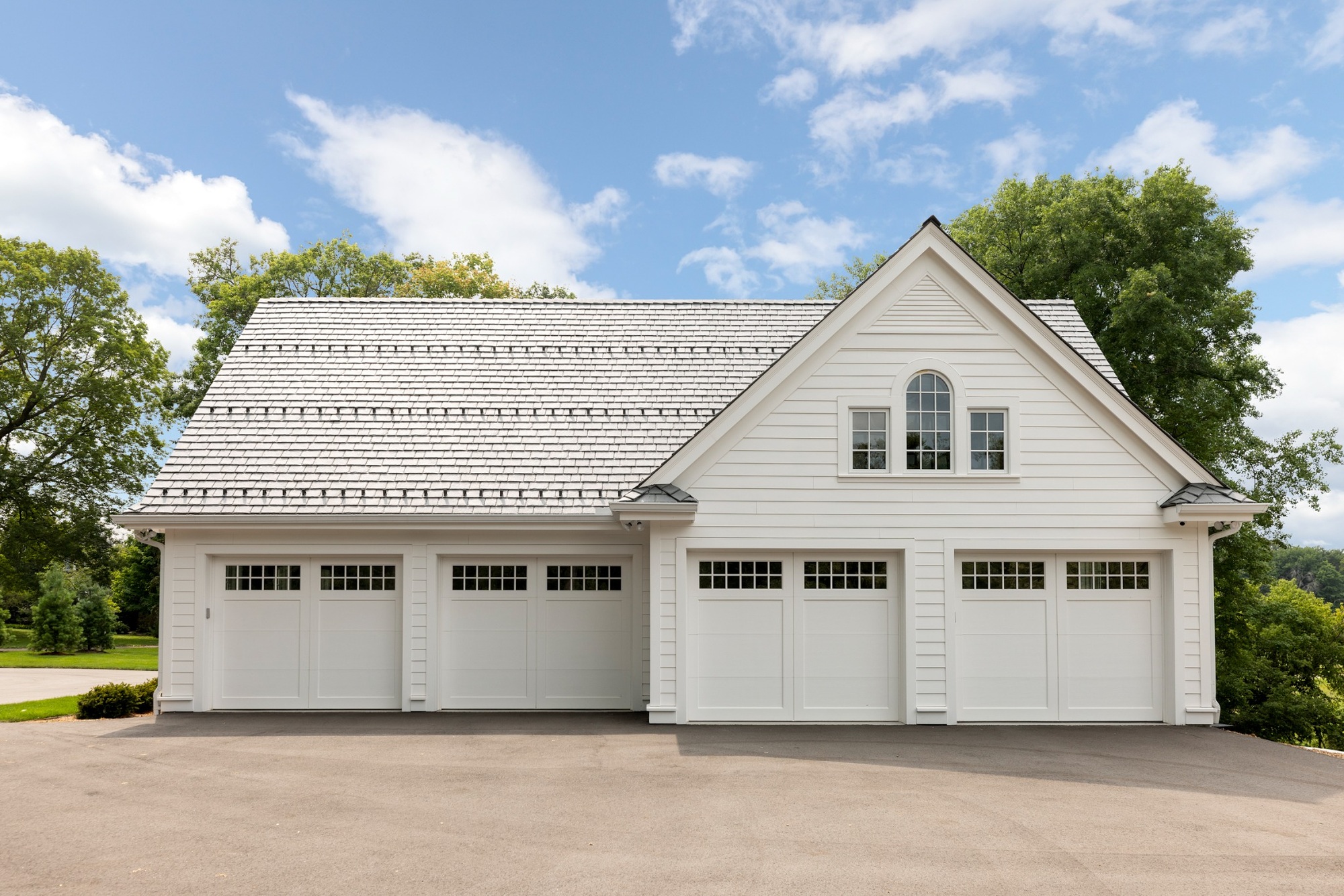 custom home detached four car garage exterior in wayzata mn