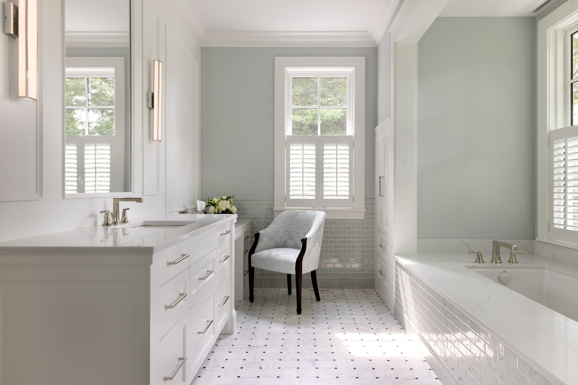 primary bathroom vanity and soaking tub in wayzata mn custom home