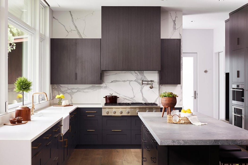 Stylish kitchen with marble backsplash and modern appliances, MA Peterson, Twin Cities