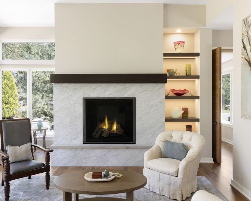 Minneapolis modern remodel fireplace living room