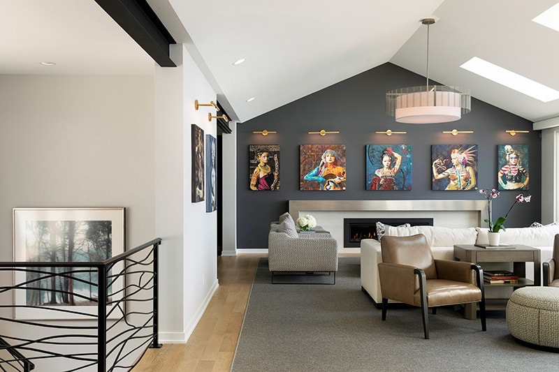 Livingroom with art on walls